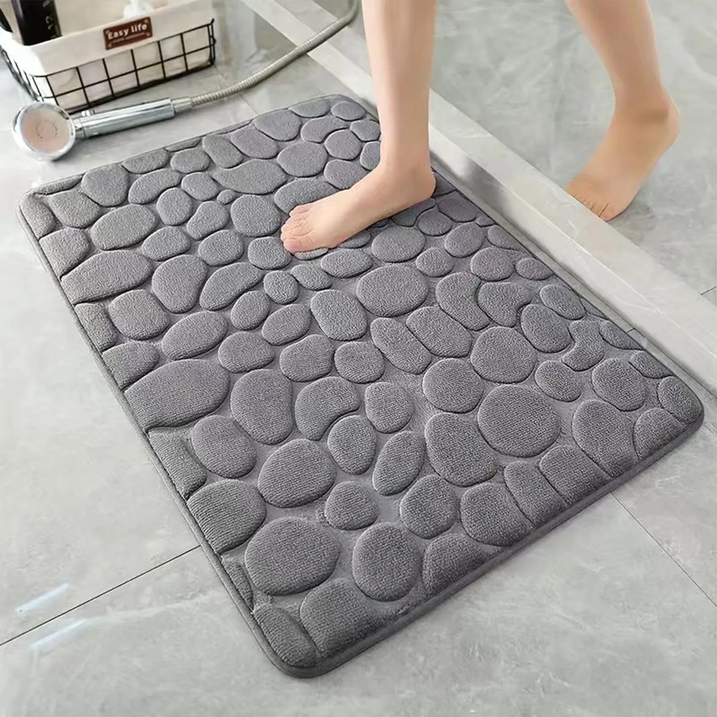 Non Slip Bathroom Mat Bath Mats Absorbent Doormat Carpet Cobblestone Embossed Door Floor Mats Machine Washable Quick Drying