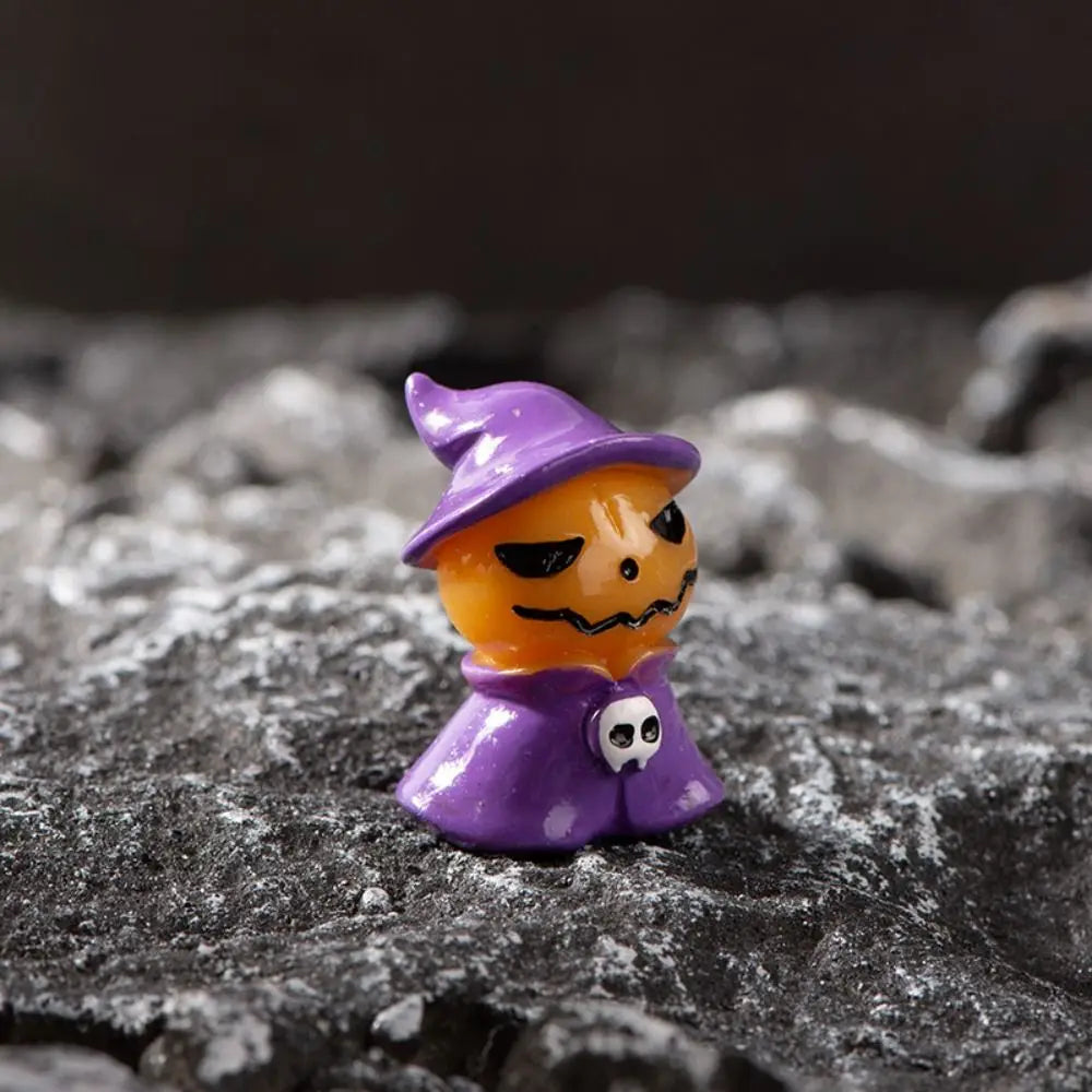 Cartoon Halloween Pumpkin Skeleton Figurines 3D DIY Mummy Skull Statue Cute Mini Miniatures Ghost Ornaments Car Ornament