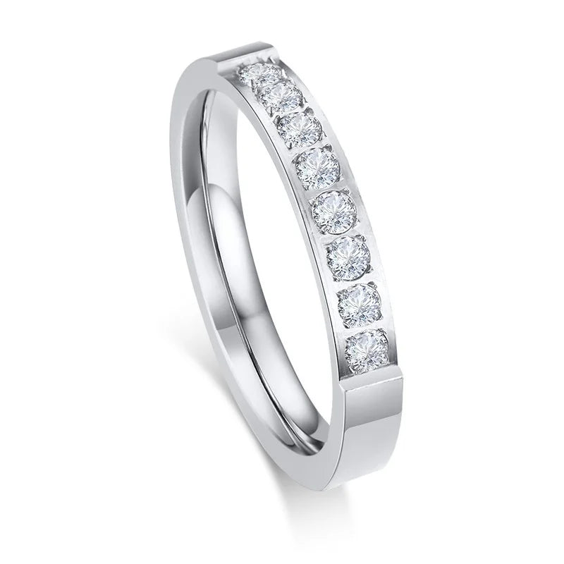 Silver Color Wedding Ring for Men Women,Never Fade Stainless Steel Engagement Ring,Stylish Couple Ring Gift