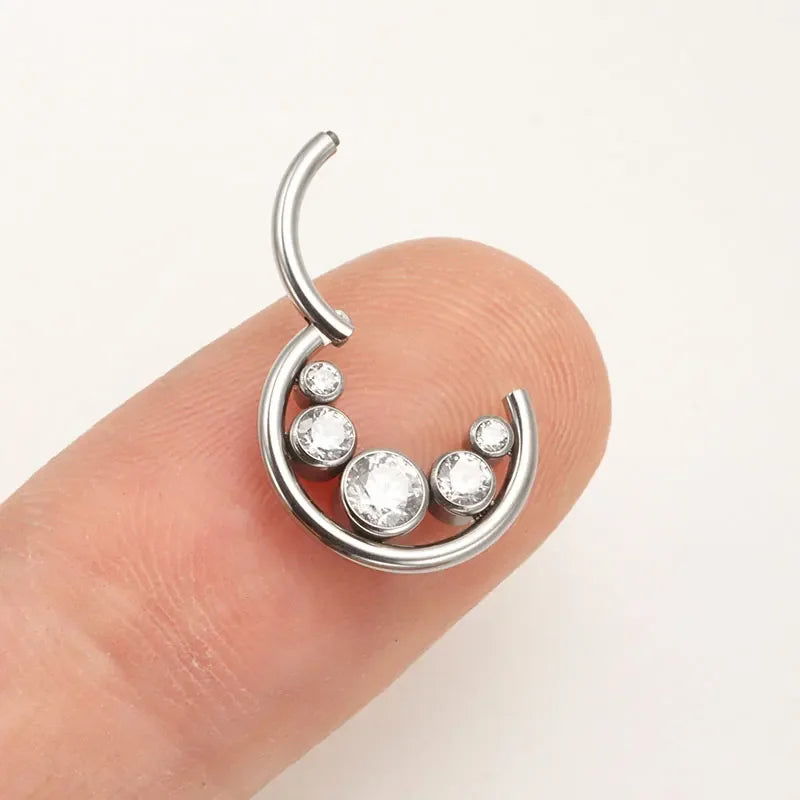 ASTM F136 Titanium Sapphire Septum Clicker Piercing 16G Tragus Helix Daith Earring Nose Ring Stud Body Piercing Jewelry