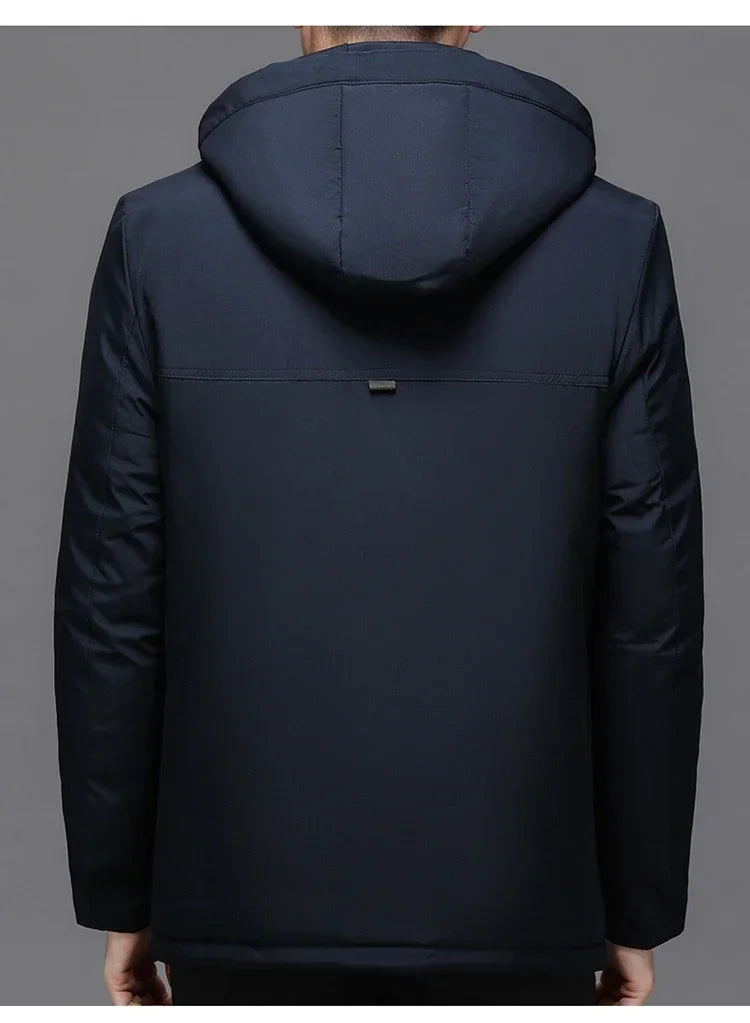 Mens Winter Jacket Windproof Men Thick Warm Gift For Father Husband Parka Windproof Parkas New Fashion Fleece Hooded Winter Coat