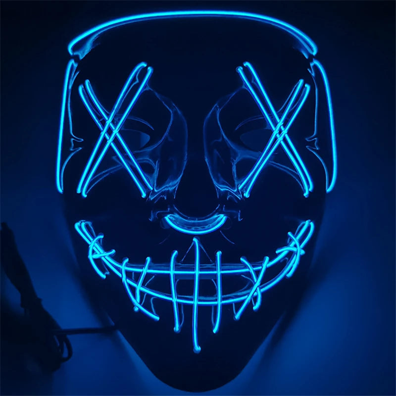 1pc Wireless Halloween Neon LED Purge Mask Masque Masquerade Party Masks Light Grow in the Dark Glowing Masker