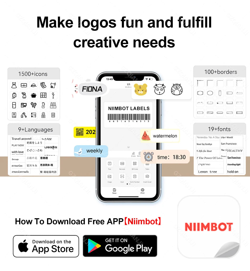 NIIMBOT Mobile B1 Label Printer Bluetooth Thermal Paper Pocket Maker Self-Adhesive Sticker Labeling Tag Price for Retail Store
