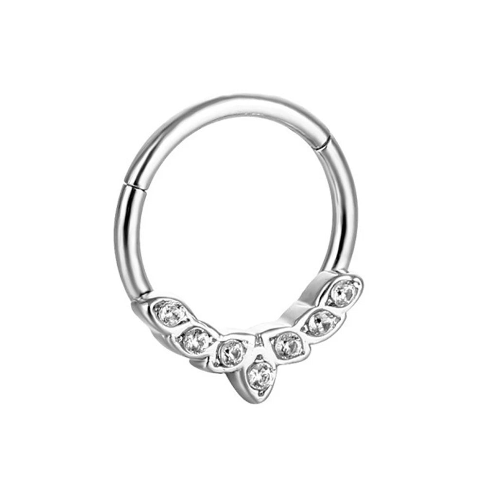 1piece Surgical Steel Micro Zircon Nose Hinged Ring Forward Septum Clicker Ear Cartilage Tragus Body Jewelry 16G