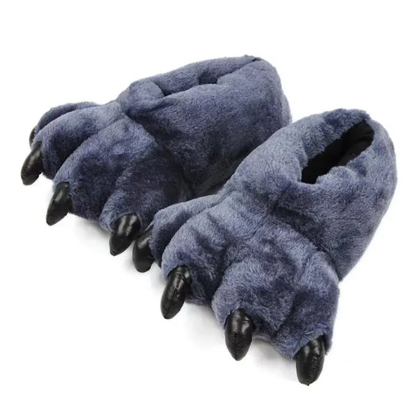 Animals Beast Claw Shoes Slides for Men Fun Chunky Fuzzy Slippers Male Plush Warm Bear Paw Lovers Funny slippers