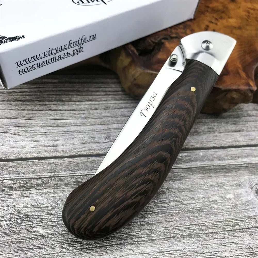 New Russian Style Manual Pocket Knife Flipper Blade Outdoor Hunting Tools Sharp Blade Wood Handle Folding Knife Survival Gear