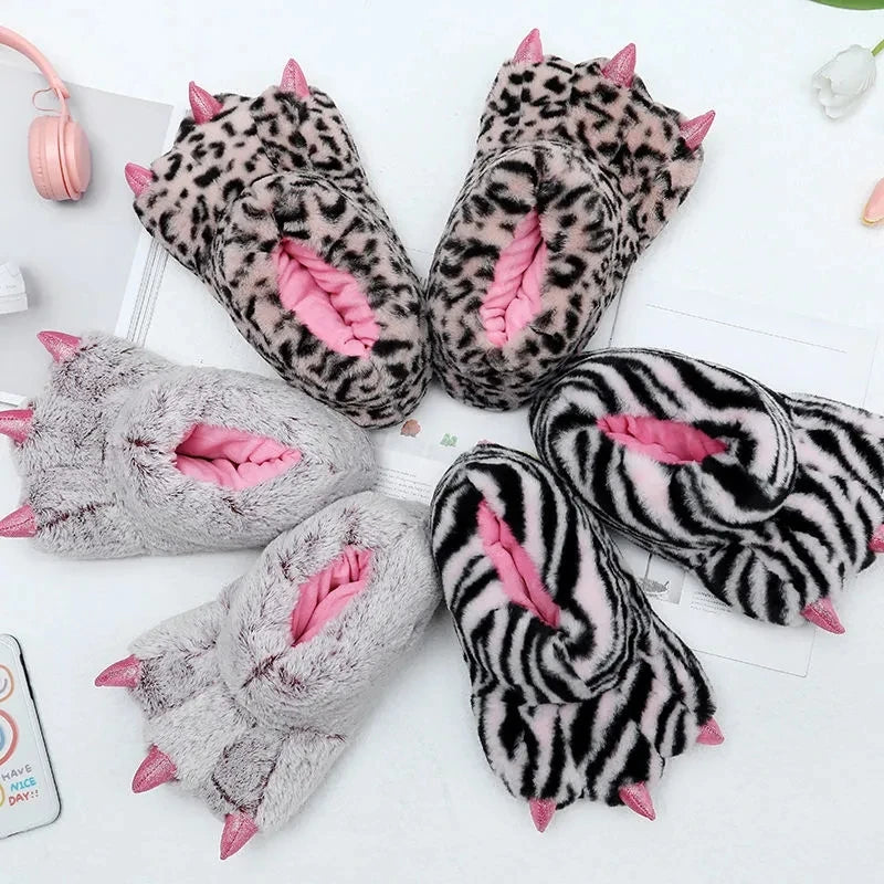 Top Qulaity Man slippers Plus Size 36-45 Creative Zebra pattern Paw Shoes Unisex Warm winter woman slipper