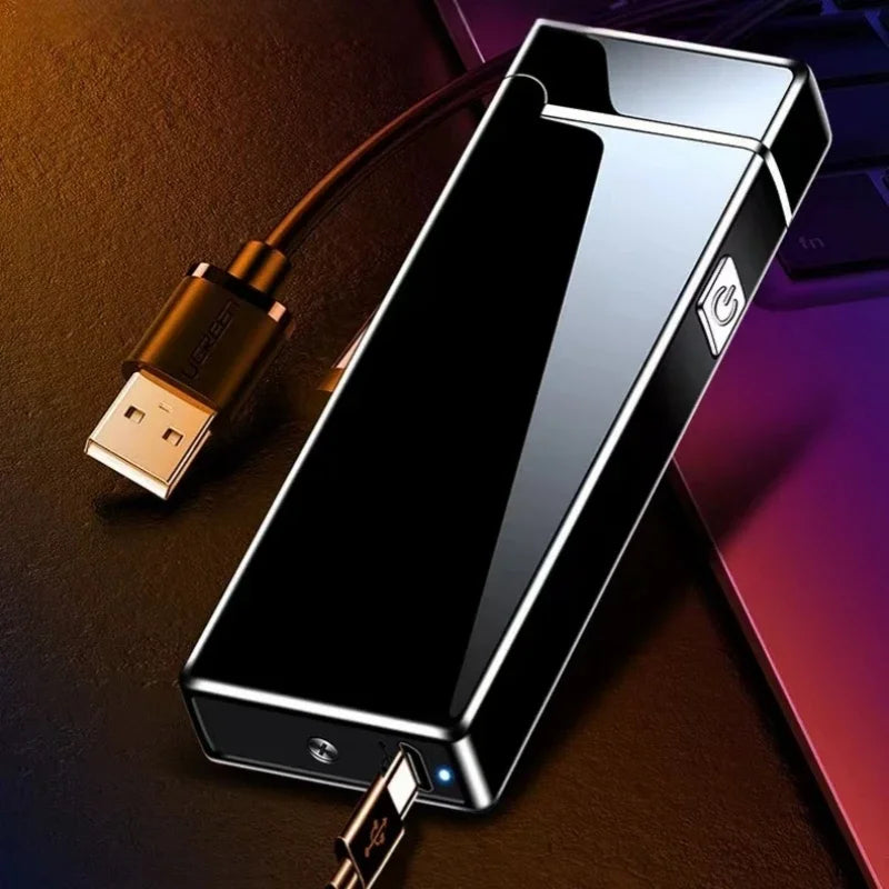 New Electronic Windproof Double Arc Pulse Flameless Lighter USB Charging Cigar Outdoor Lighter Cigarette Accessories Men's Gift