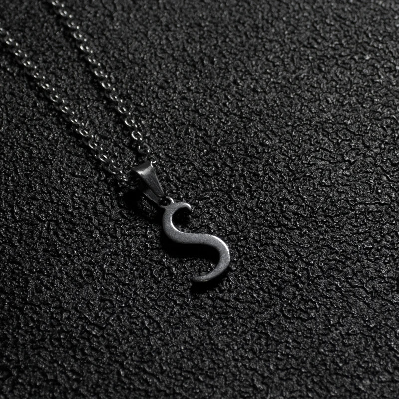 Silver Color Initial A-Z Letters Pendant Necklace for Women Men Trendy Stainless Steel Link Chain Necklaces Jewelry Gift