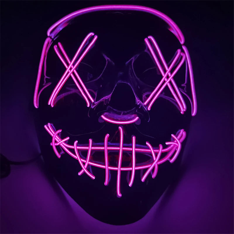 1pc Wireless Halloween Neon LED Purge Mask Masque Masquerade Party Masks Light Grow in the Dark Glowing Masker