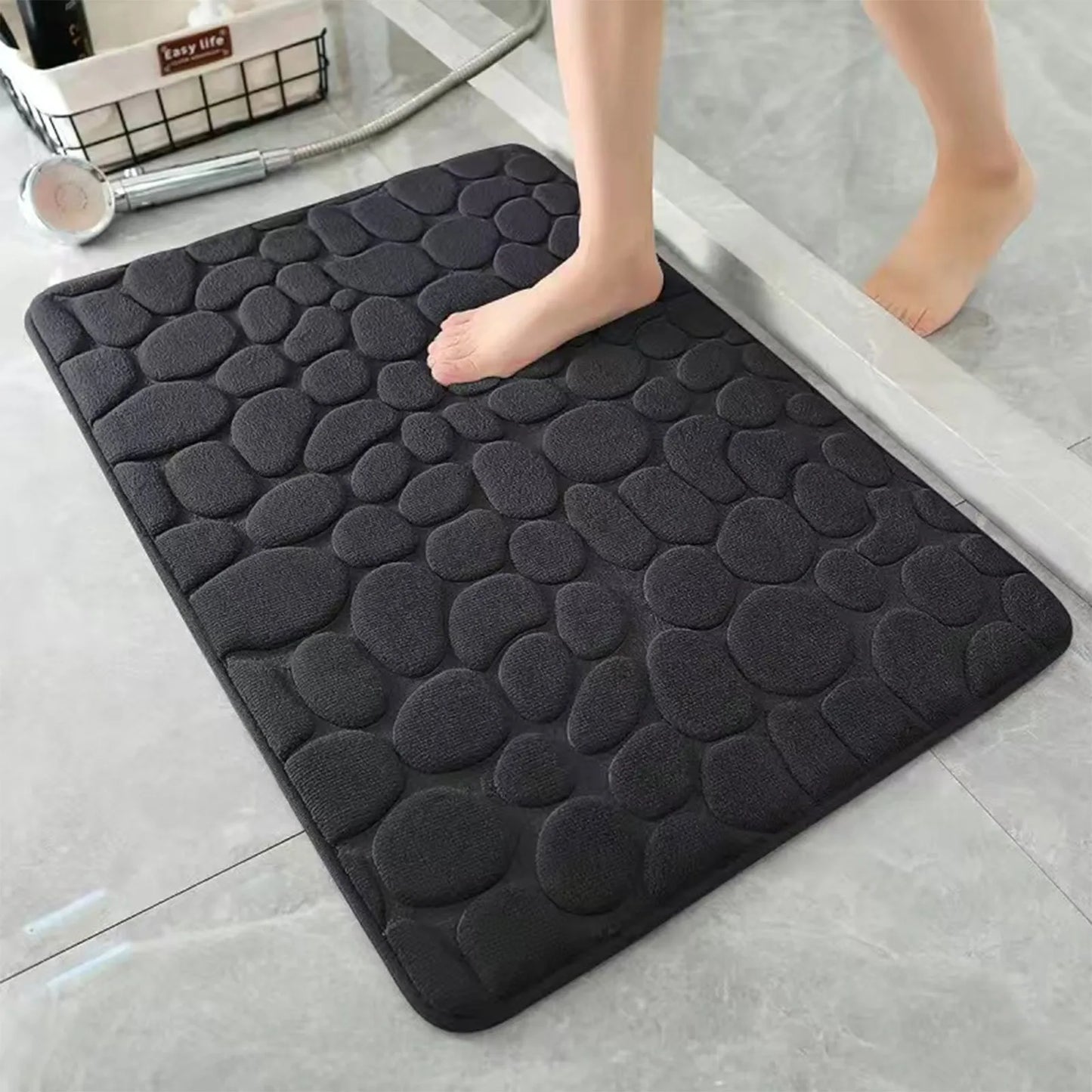Non Slip Bathroom Mat Bath Mats Absorbent Doormat Carpet Cobblestone Embossed Door Floor Mats Machine Washable Quick Drying