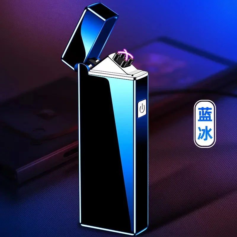 New Electronic Windproof Double Arc Pulse Flameless Lighter USB Charging Cigar Outdoor Lighter Cigarette Accessories Men's Gift