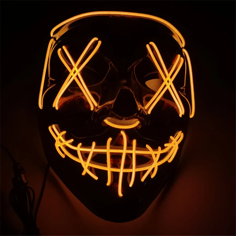 1pc Wireless Halloween Neon LED Purge Mask Masque Masquerade Party Masks Light Grow in the Dark Glowing Masker
