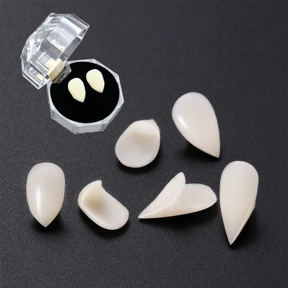 Vampire Teeth Fangs Cosplay Denture With Adhesive for Halloween Costume Prop False Teeth Horror Halloween Party Decoration Favor