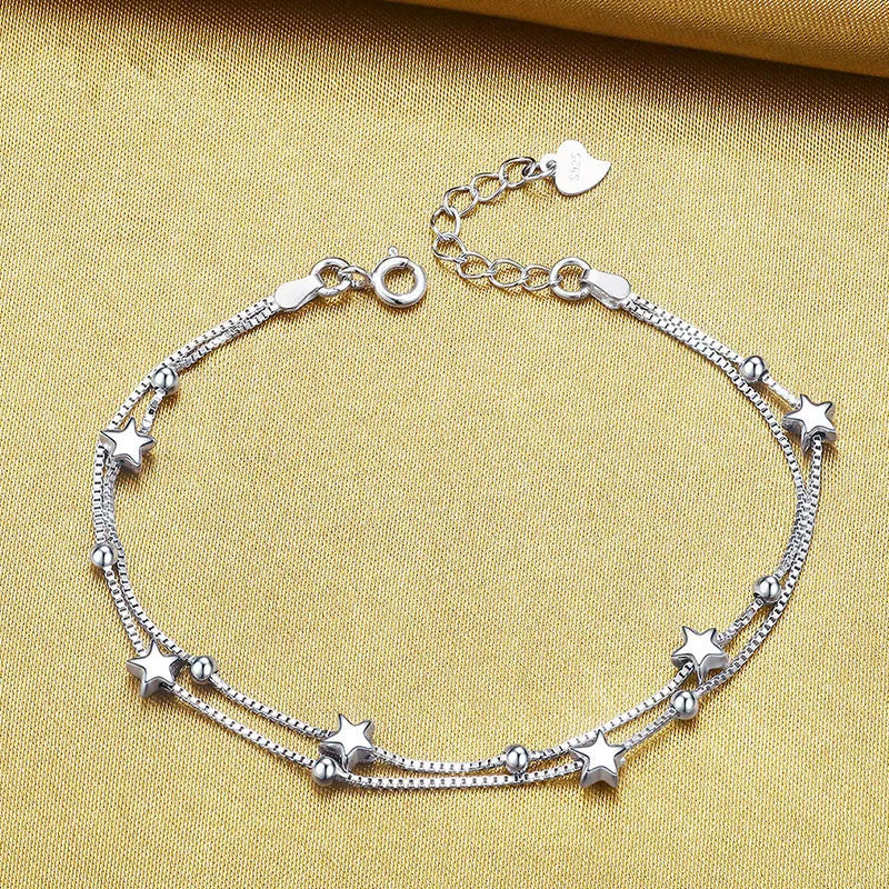 925 Sterling Silver Hollow Heart Zircon Bracelets For Women Korean Sweet Sparkling Adjustable Chain Bracelet Fashion Jewelry