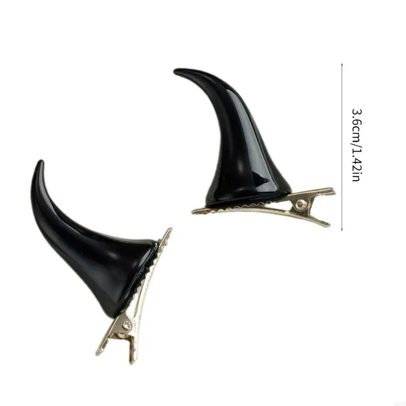 1pair Horn Hairpins Hot Girl Goth Duckbills Hair Clip Halloween Goth Ponytail Braids Hair Clip for Woman