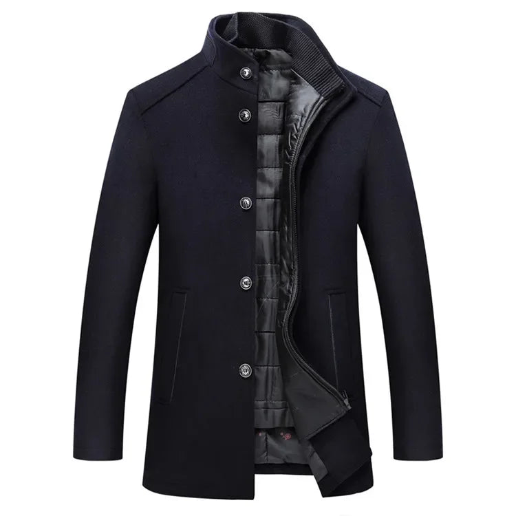 Slim Adjustable Vest Parkas Men Fashion Autumn Clothing Windproof Woolen Male Business Coat Men Brand Winter Warm Jacket Parkas