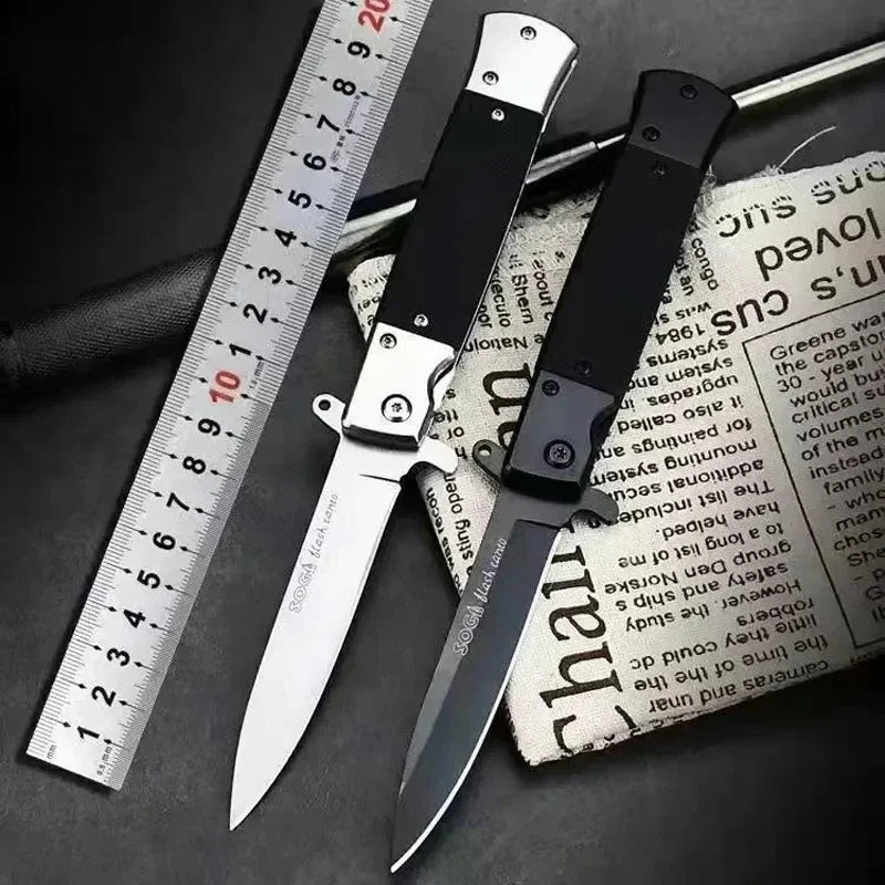 Outdoor portable foldable stainless steel outdoor high hardness tactical multi-purpose quick opening self-defense knife