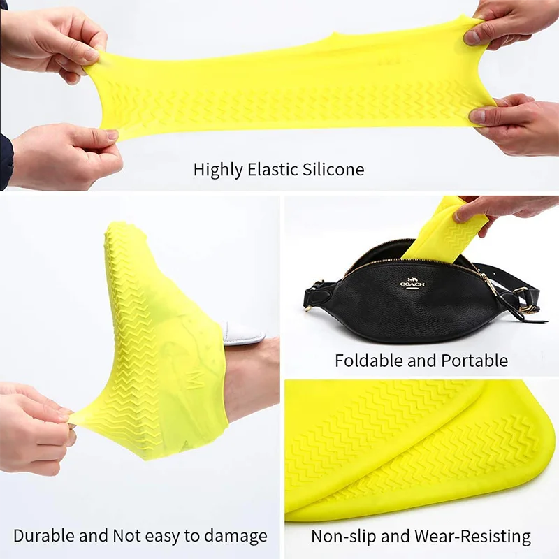 1 Pair Waterproof Non-slip Silicone Shoe High Elastic Wear-resistant Unisex Rain Boots for Outdoor Rainy Day Reusable Shoe Cover