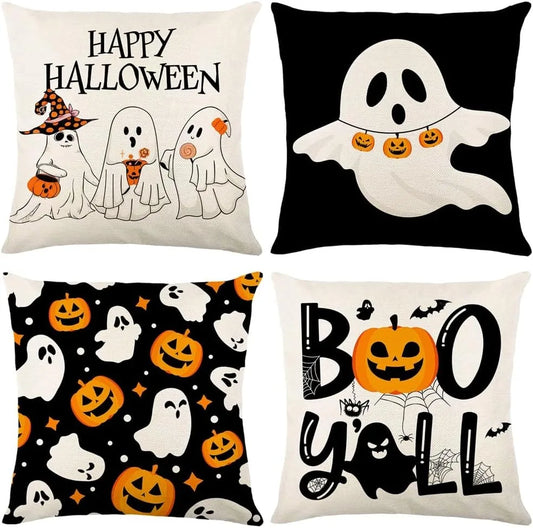 Spooky and Fun Halloween Pillow Covers: Happy Halloween, Ghost, Pumpkin Patterns & 'Boo Y'all' Sofa cushion cover,gift