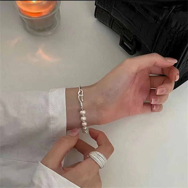 1PC New Elegant Pearl Half Bangle Bracelet For Women Beauty Luxury Fashion Jewelry Girl Stylish Simplicity Gift Party