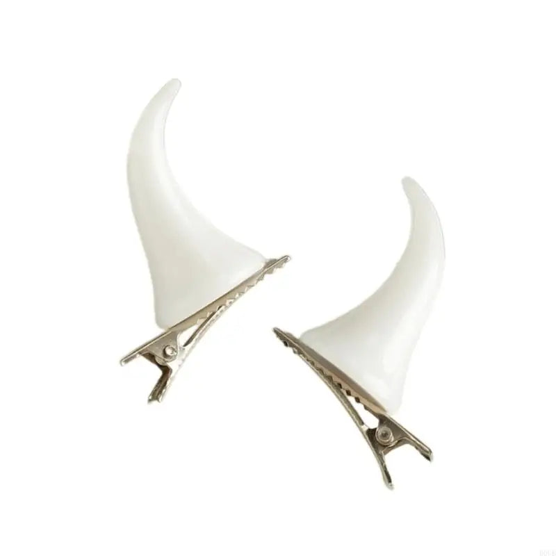 1pair Horn Hairpins Hot Girl Goth Duckbills Hair Clip Halloween Goth Ponytail Braids Hair Clip for Woman