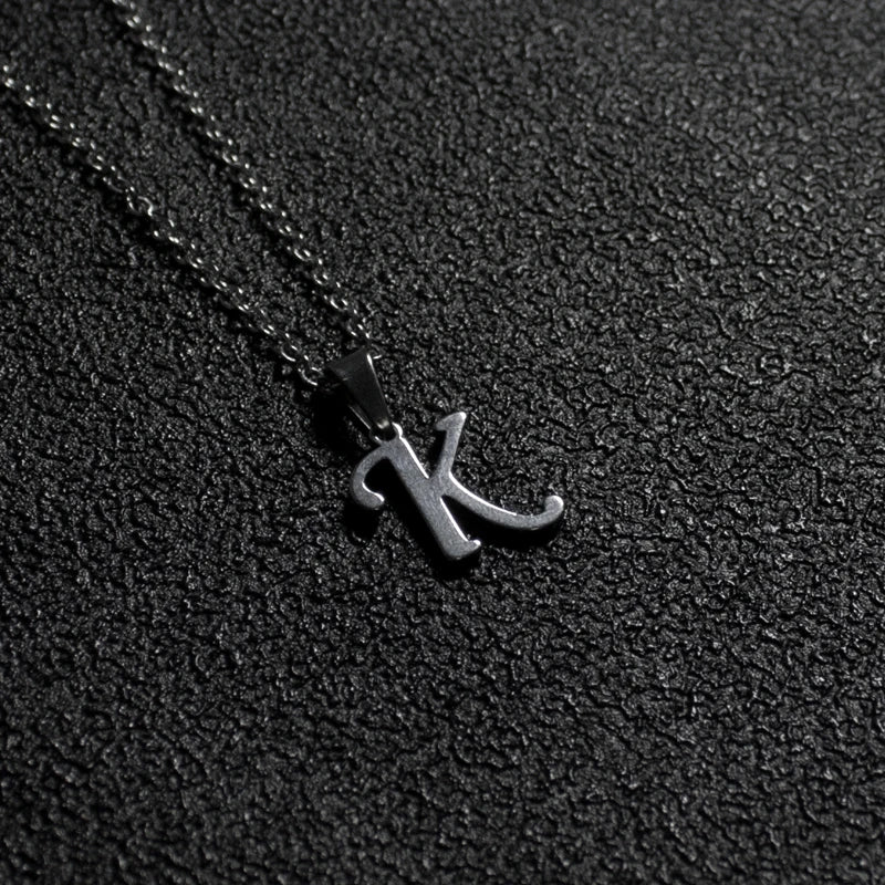 Silver Color Initial A-Z Letters Pendant Necklace for Women Men Trendy Stainless Steel Link Chain Necklaces Jewelry Gift
