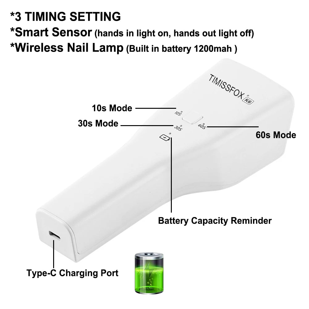 Mini UV Led Lamp Rechargeable Nail Lamp for Gel Polish Portable Nail Dryers Machine Nail UV Art Tools Gel Lamp
