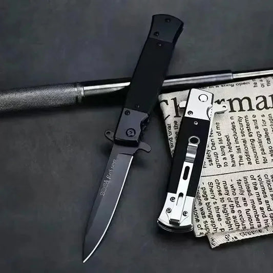 Outdoor portable foldable stainless steel outdoor high hardness tactical multi-purpose quick opening self-defense knife