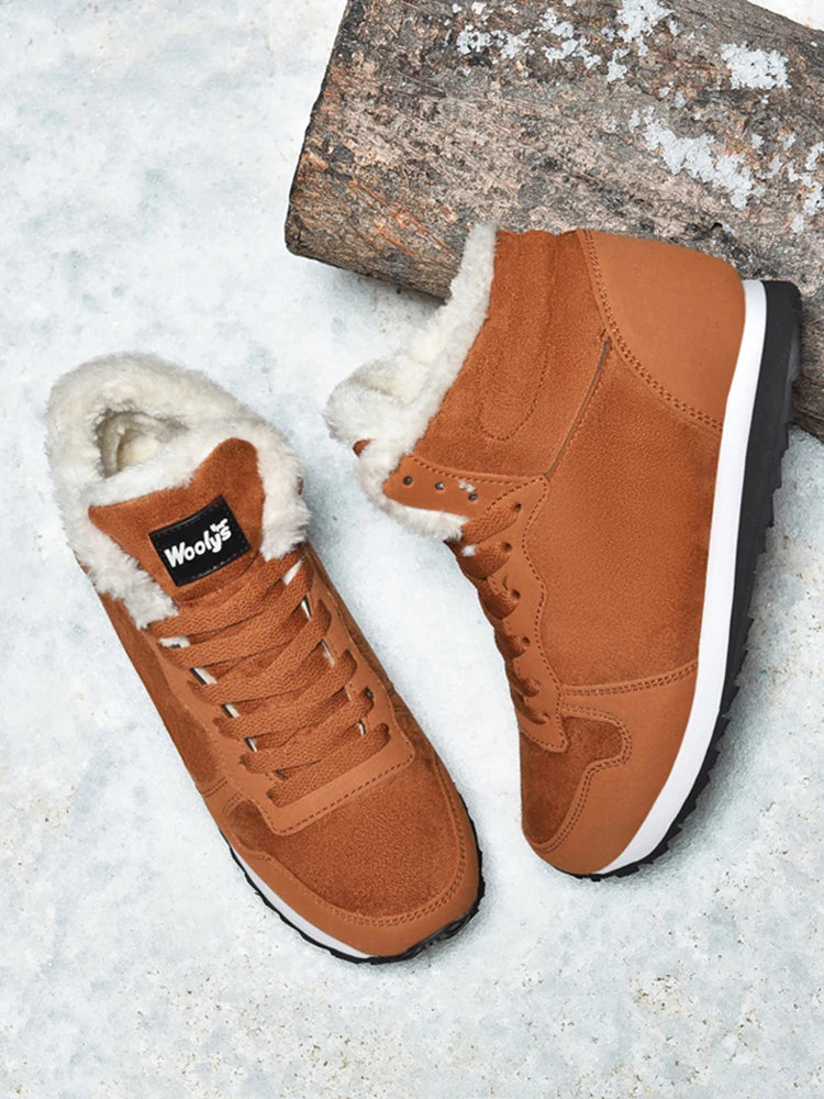 Men Boots Waterproof Winter Boots Men Lightweight Hight Top Plus 48 No Slip Warm Snow Boots Plush Women Footwear Leather Shoes