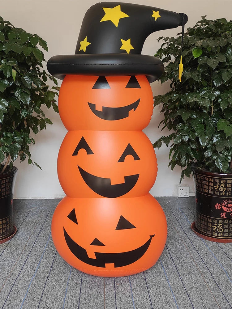 Halloween Standing Inflatable Pumpkin Windproof Inflatable Pumpkin Ghost Horror Festival Theme Indoor Outdoor Garden Decorations