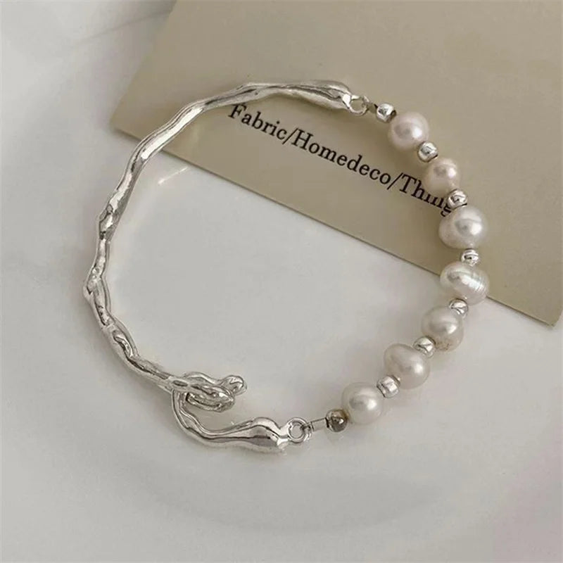 1PC New Elegant Pearl Half Bangle Bracelet For Women Beauty Luxury Fashion Jewelry Girl Stylish Simplicity Gift Party