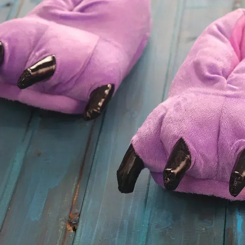 2025 Winter Warm Soft Indoor Floor Slippers Women Men Children Shoes Paw Funny Animal Christmas Monster Dinosaur Claw Plush Home