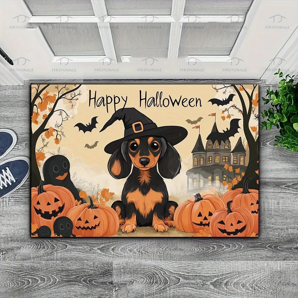 Halloween Pumpkin Bat Ghost Skeleton Thrilling Floor Mat  Entrance Foyer Bathroom Absorbent Foot Door Mat Horror Skeleton