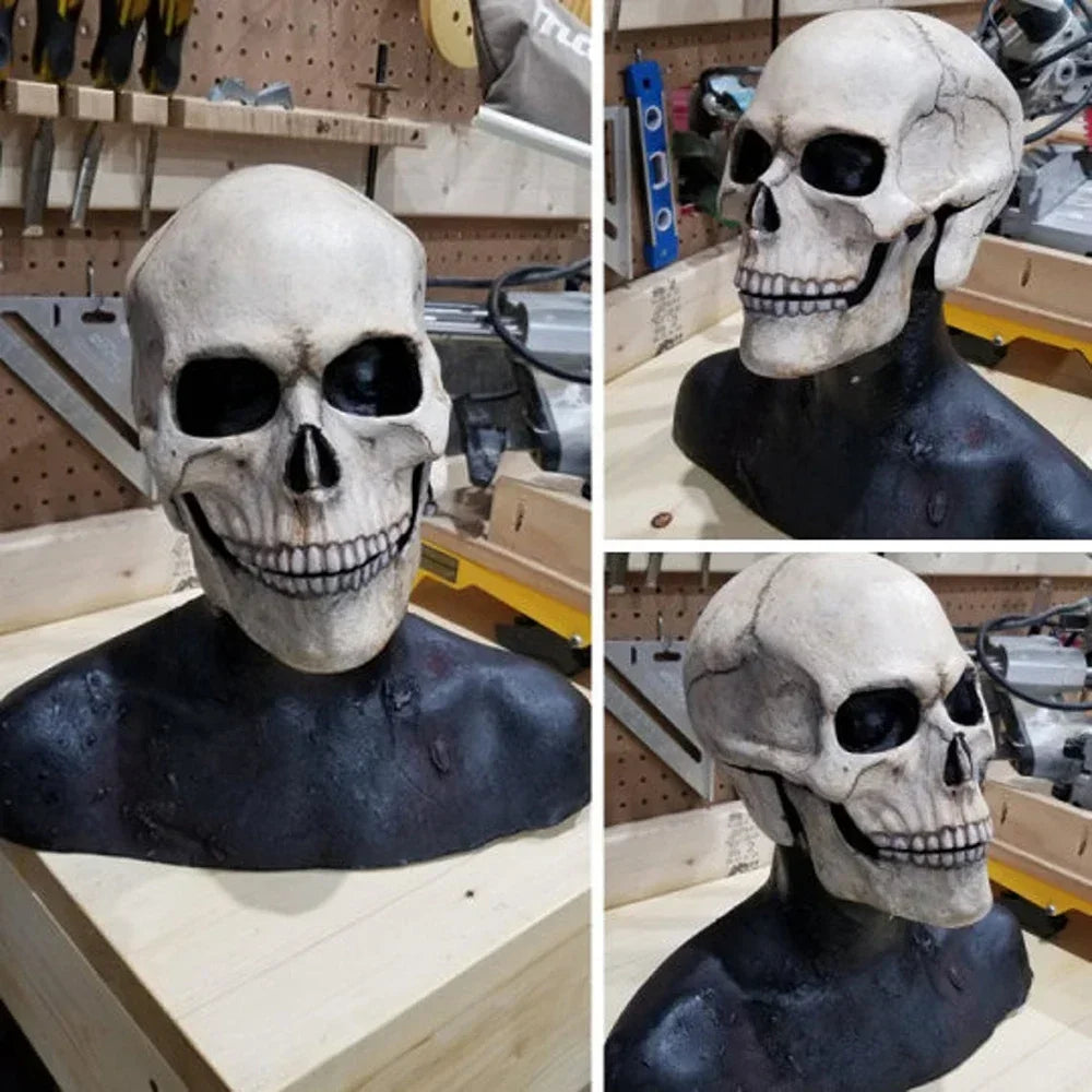 Halloween Latex Skull Mask, Horror Decoration, Full Head Skull Helmet, Movable Jaw, Party Costume Props, Gifts，carnival Dress Up
