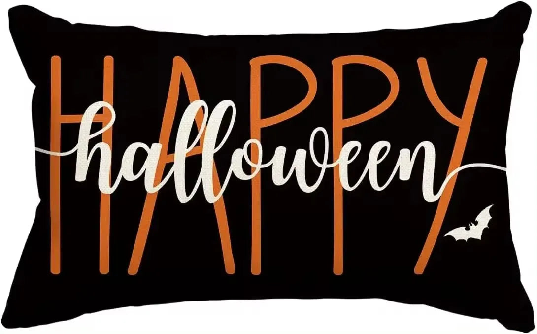 30x50cm Halloween Cushion Cover, Linen Bats Ghoast Skull Pumpkin Rectangle Pillow Covers ,Cushion Cases for Home Sofa Chair