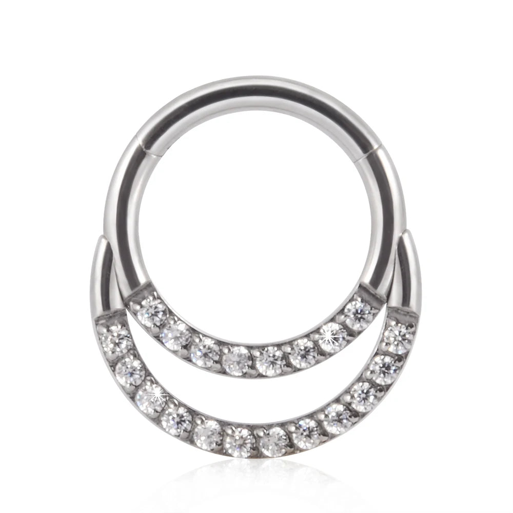 1piece Surgical Steel Micro Zircon Nose Hinged Ring Forward Septum Clicker Ear Cartilage Tragus Body Jewelry 16G