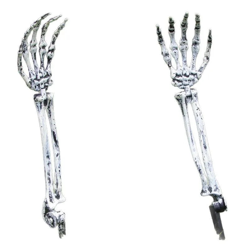 Halloween Realistic Skull Skeleton Head Human Hand Arms for Halloween Party Home Garden Lawn Decor Haunted House Horror Props