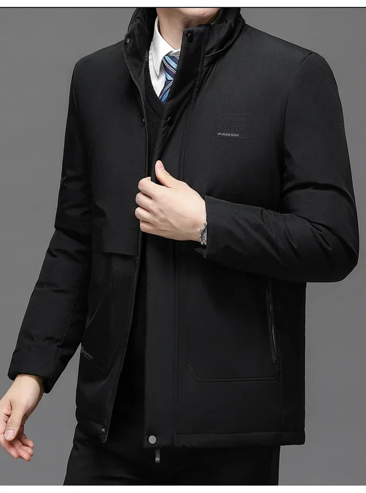 Mens Winter Jacket Windproof Men Thick Warm Gift For Father Husband Parka Windproof Parkas New Fashion Fleece Hooded Winter Coat