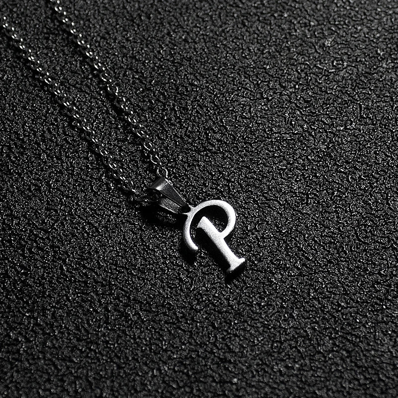 Silver Color Initial A-Z Letters Pendant Necklace for Women Men Trendy Stainless Steel Link Chain Necklaces Jewelry Gift