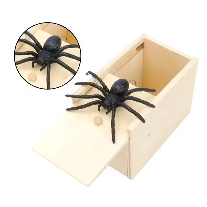 Funny Surprise Joke Prank Happy Box Wooden Spider Box Toys Christmas Scary Toys Target Adult Boy Halloween Festival Party Props