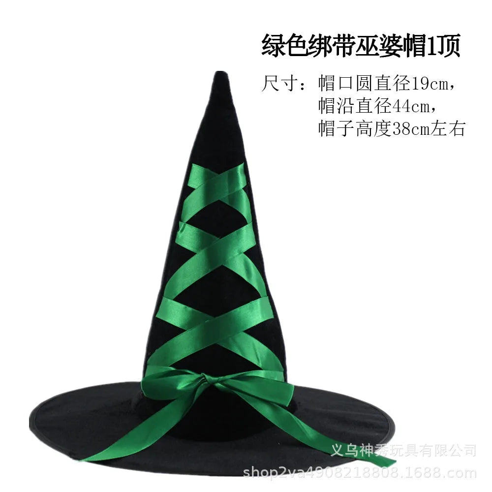 Halloween Witch Party Decoration Gauze Hat Ghost Festival Wizard Hat Dress Up Trick or Treat Kids Happy 2025 Halloween Day Hats