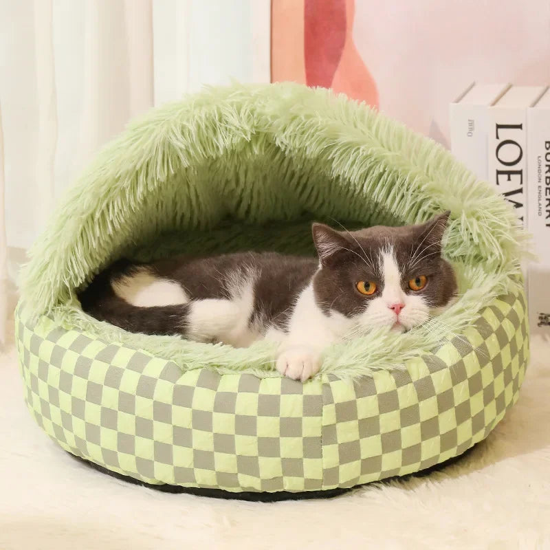 Plush Shell Nest, Winter Warm Semi-enclosed Surrounded Pet Nest, Warm Cat Nest, Round Dog Nest