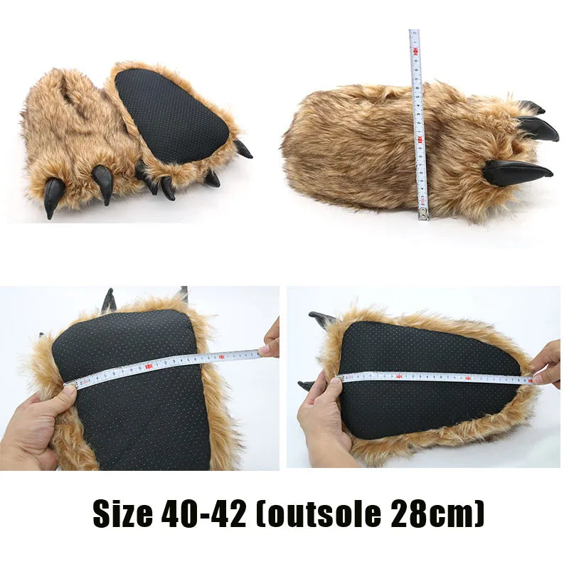 Animals Beast Claw Shoes Slides for Men Fun Chunky Fuzzy Slippers Male Plush Warm Bear Paw Lovers Funny slippers