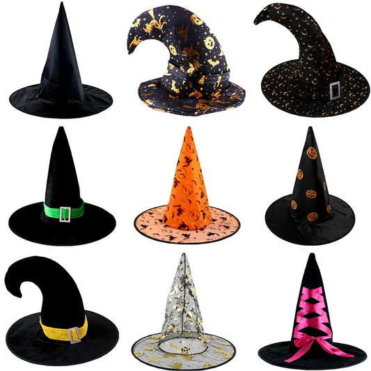 Halloween Witch Party Decoration Gauze Hat Ghost Festival Wizard Hat Dress Up Trick or Treat Kids Happy 2025 Halloween Day Hats