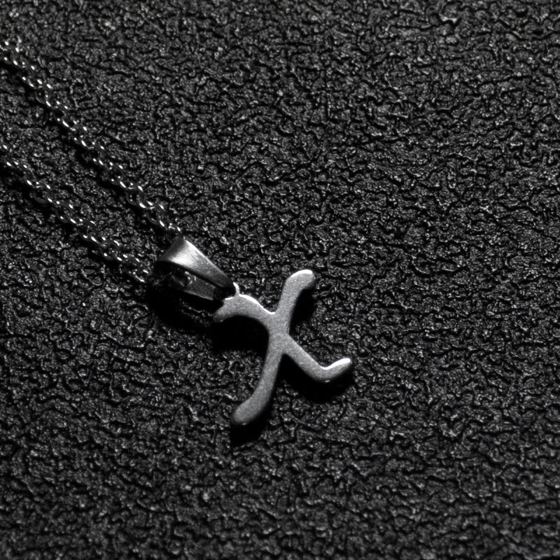 Silver Color Initial A-Z Letters Pendant Necklace for Women Men Trendy Stainless Steel Link Chain Necklaces Jewelry Gift