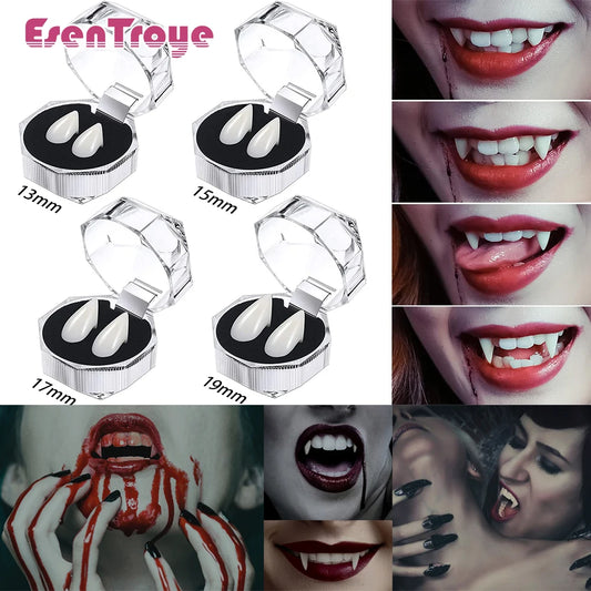 Vampire Teeth Fangs Cosplay Denture With Adhesive for Halloween Costume Prop False Teeth Horror Halloween Party Decoration Favor