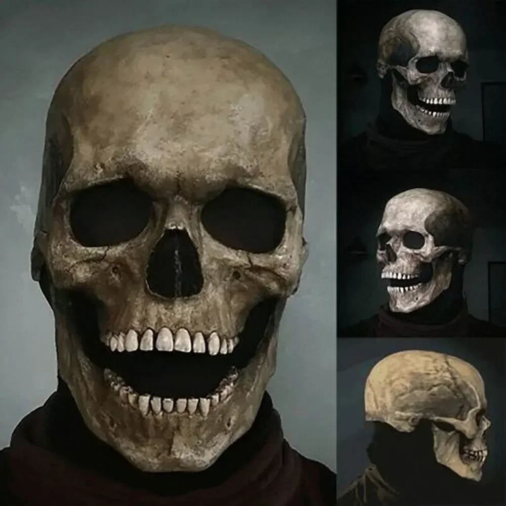 Halloween Latex Skull Mask, Horror Decoration, Full Head Skull Helmet, Movable Jaw, Party Costume Props, Gifts，carnival Dress Up