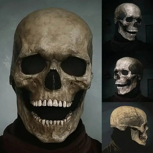Halloween Latex Skull Mask, Horror Decoration, Full Head Skull Helmet, Movable Jaw, Party Costume Props, Gifts，carnival Dress Up