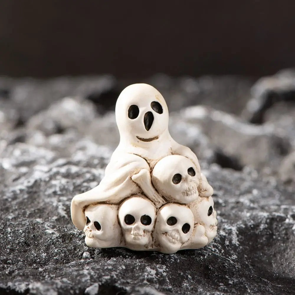 Cartoon Halloween Pumpkin Skeleton Figurines 3D DIY Mummy Skull Statue Cute Mini Miniatures Ghost Ornaments Car Ornament